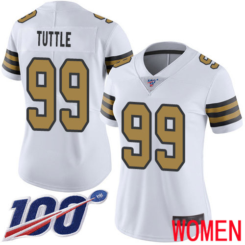 New Orleans Saints Limited White Women Shy Tuttle Jersey NFL Football 99 100th Season Rush Vapor Untouchable Jersey